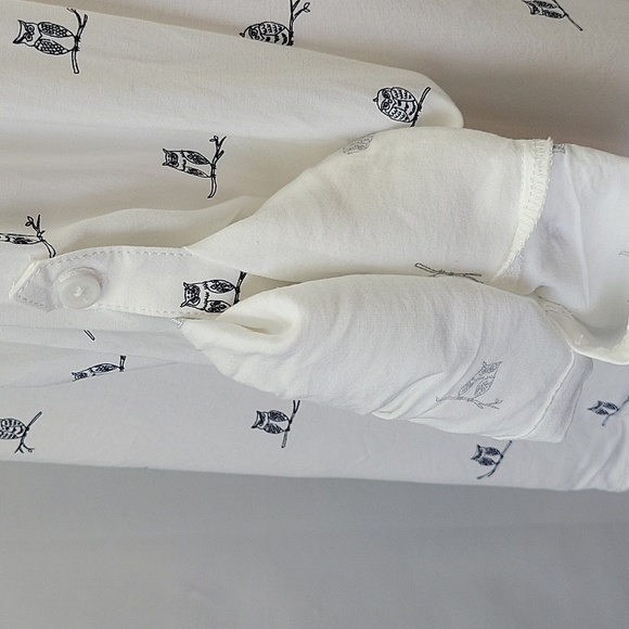 Beachlunchlounge Owl Print Button Down White/Navy Size 1X NWT - Picture 9 of 14